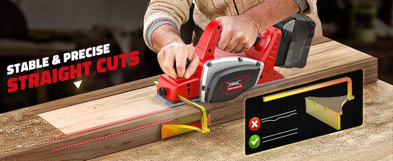 Cordless 3-1/4" Electric Hand Planer Compatible with Milwaukee 18V Battery (No Battery!!) 15000RPM Power Wood Planer for Woodworking Carpentry and Home DIY Blades and Edge Guide