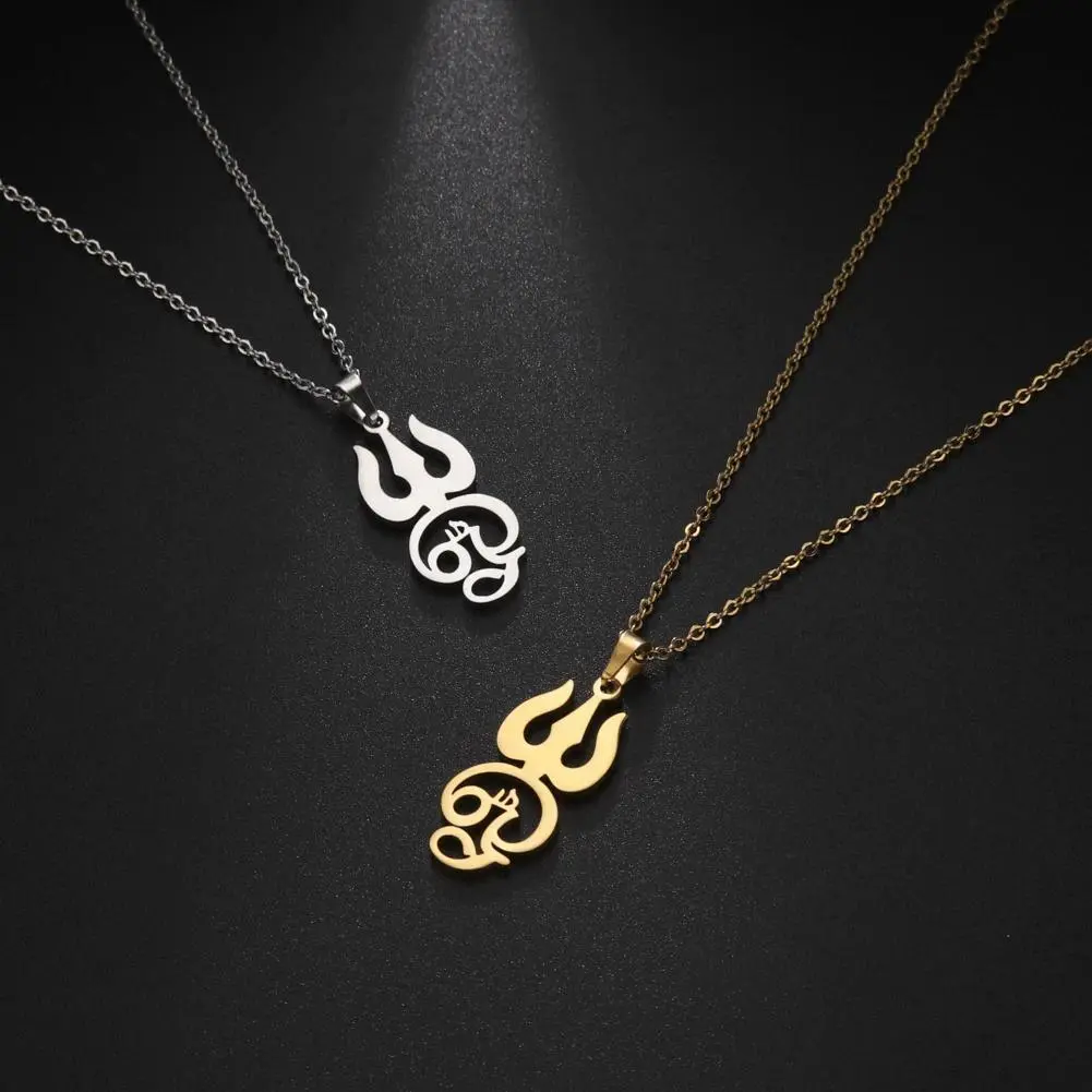 Cazador India Tamil Om Sign Pendant Necklace For Women OM Symbol Stainless Steel Chain Necklaces Indian Jewelry Traditional, 45-50Cm, Anti-Acid, Do Not Fade