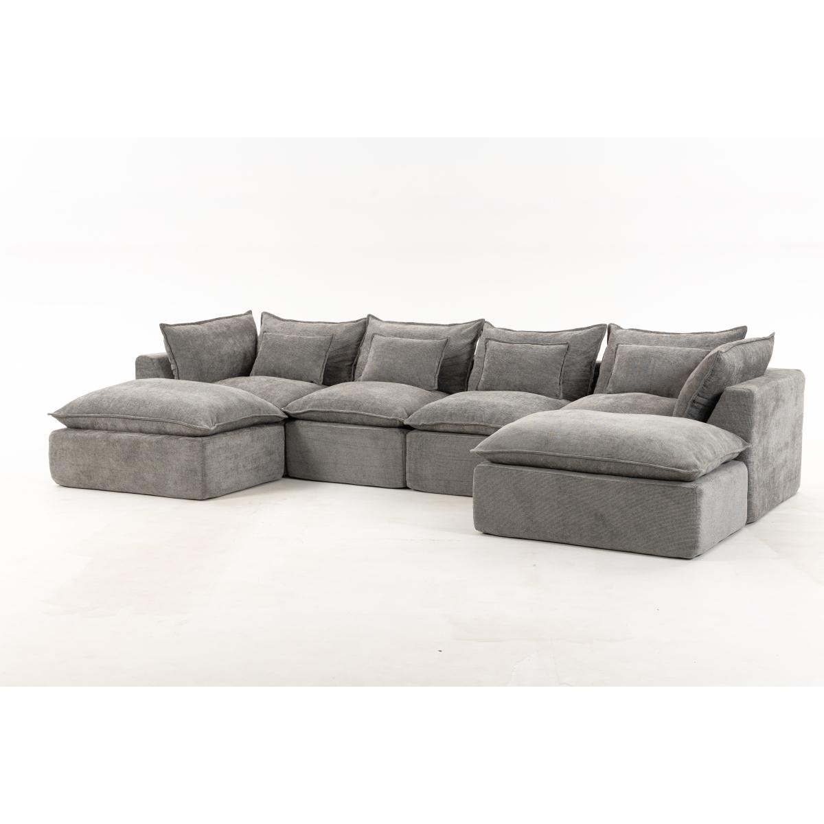 Aobtkel 129.8" Wide Cloud Oversized Modular Sectional Couch - 4-Seat with 2 Ottomans, Deep Wide Seat, True Relax Comfy Living Room Indoor Furniture Set,dorm essentials,home decor Aobtkel 129.8" Wide Cloud Oversized Modular Sectional Couch - 4-Seat with 2 Ottomans, Deep Wide Seat, True Relax Comfy Living Room Indoor Furniture Set,dorm essentials,home decor