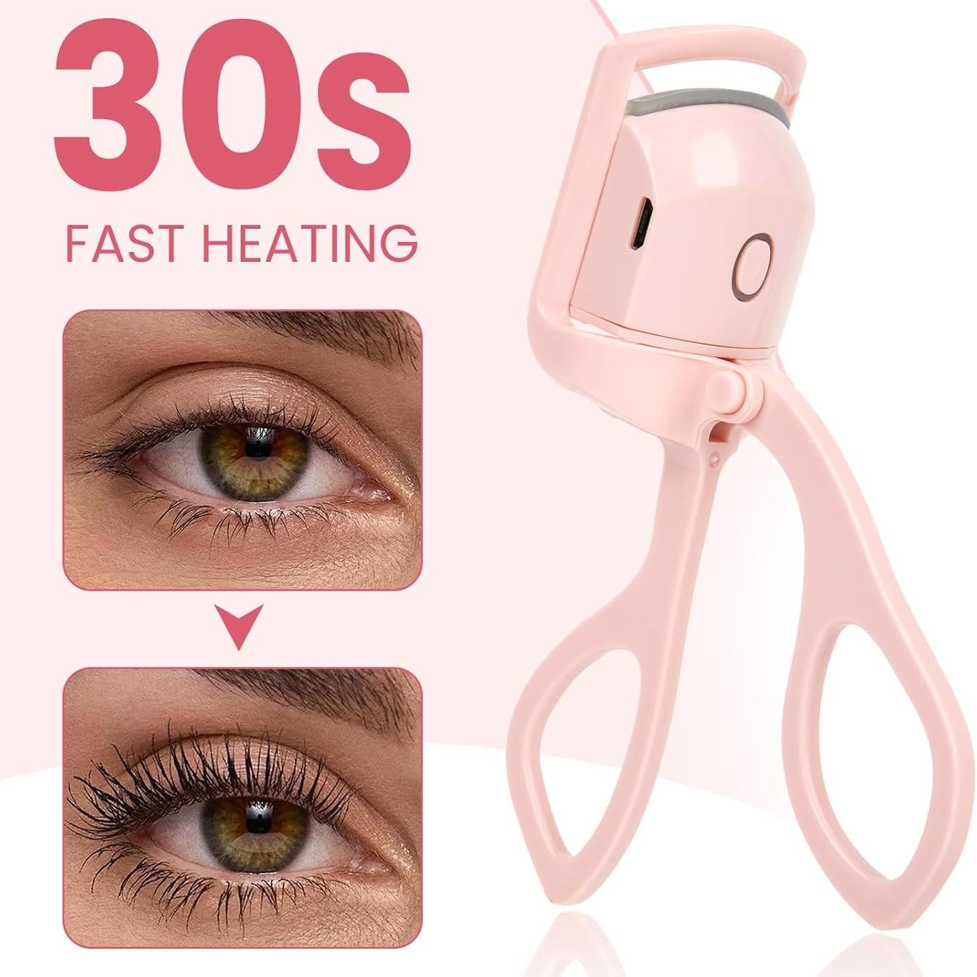 Heating Lash Curler, 30s Quick Heat, Rechargeable Electric Lash Curler, Temperature Control, Safe Burn Prevention, Fast Natural Curling