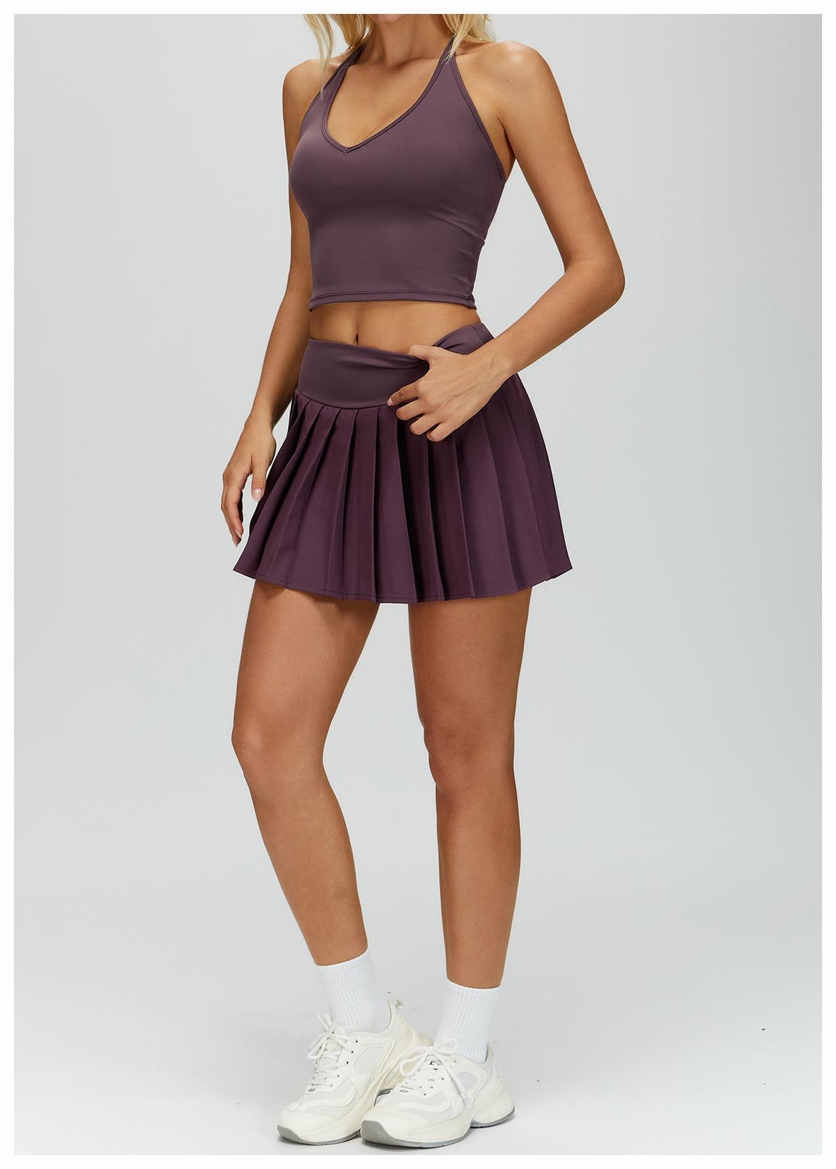 Dopamine yoga outfit for women, summer slim-fit pleated fitness wear, comfortable and lightweight yoga set