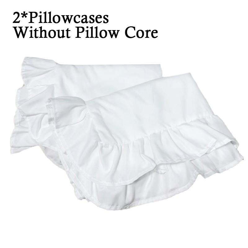 2pc Vintage Ruffle Flower Pillowcases, Pure Color Style, No Filling, Suitable for Bedroom Decor, Sofa Cushion, Bed Pillowcases Decoration