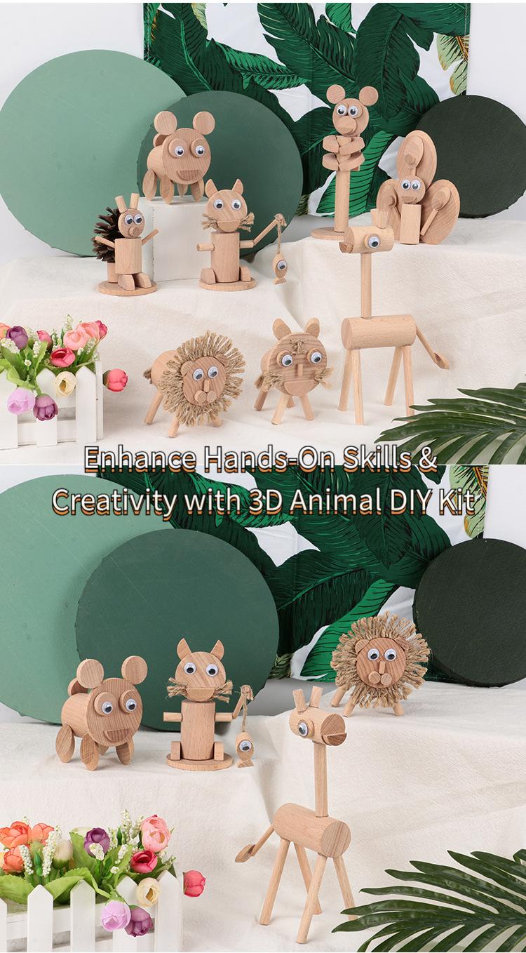 Creative children's DIY material kit, wooden animal stakes and branches small ornaments, handmade dolls and decorations for kindergarten
