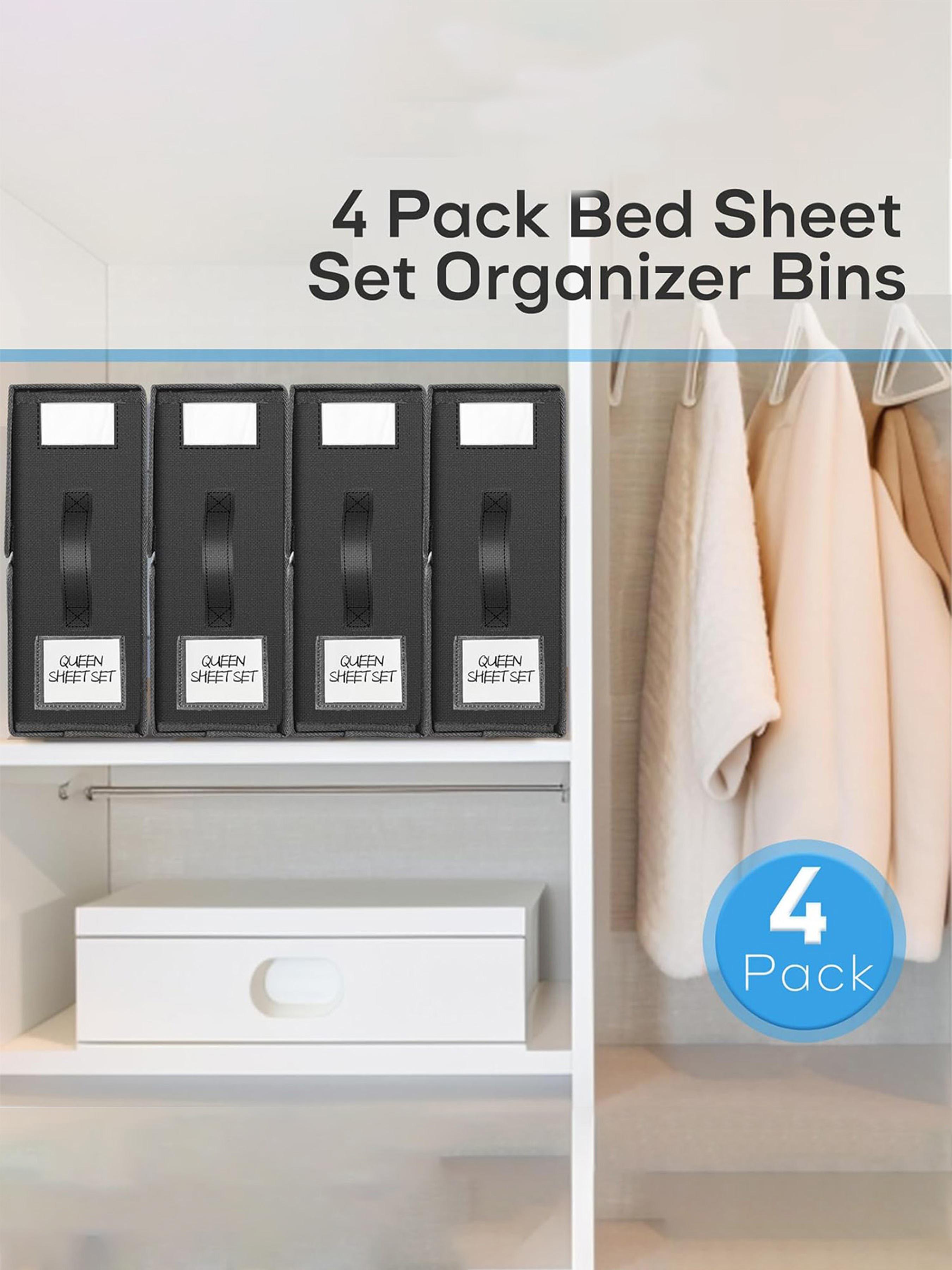 Bed Sheet Storage Box Set, Minimalist Linen Closet Organizer for Bedding, Comforters & Pillows, All Season Clothes & Towel Holder