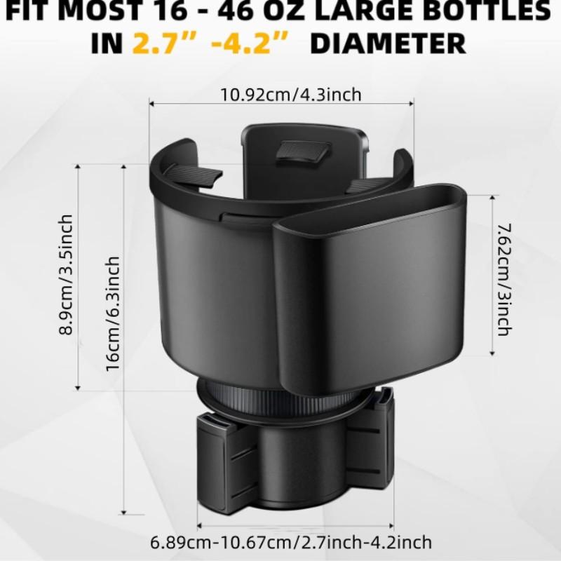 Car Cup Holder Expander Set, Adjustable Base, Fits Yeti 24/36/46oz, Hydroflask 32/40oz, 2.7"-4.2" Water Bottles, Phone & Cup Holder