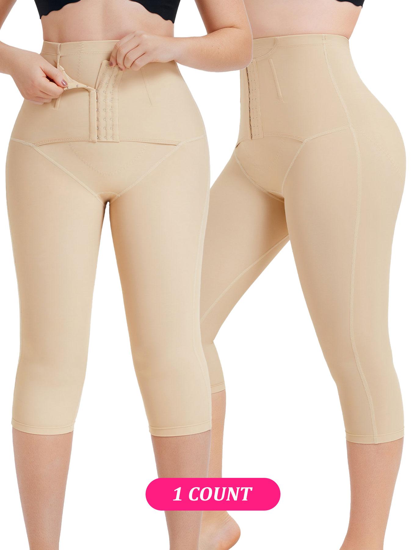 Women's Adjustable Hooks High Waist Shapewear Capris Leggings, Tummy Control Butt Lift Skinny Shaper Capri Pants, High Stretch Shapewear Bottoms for Daily Wear