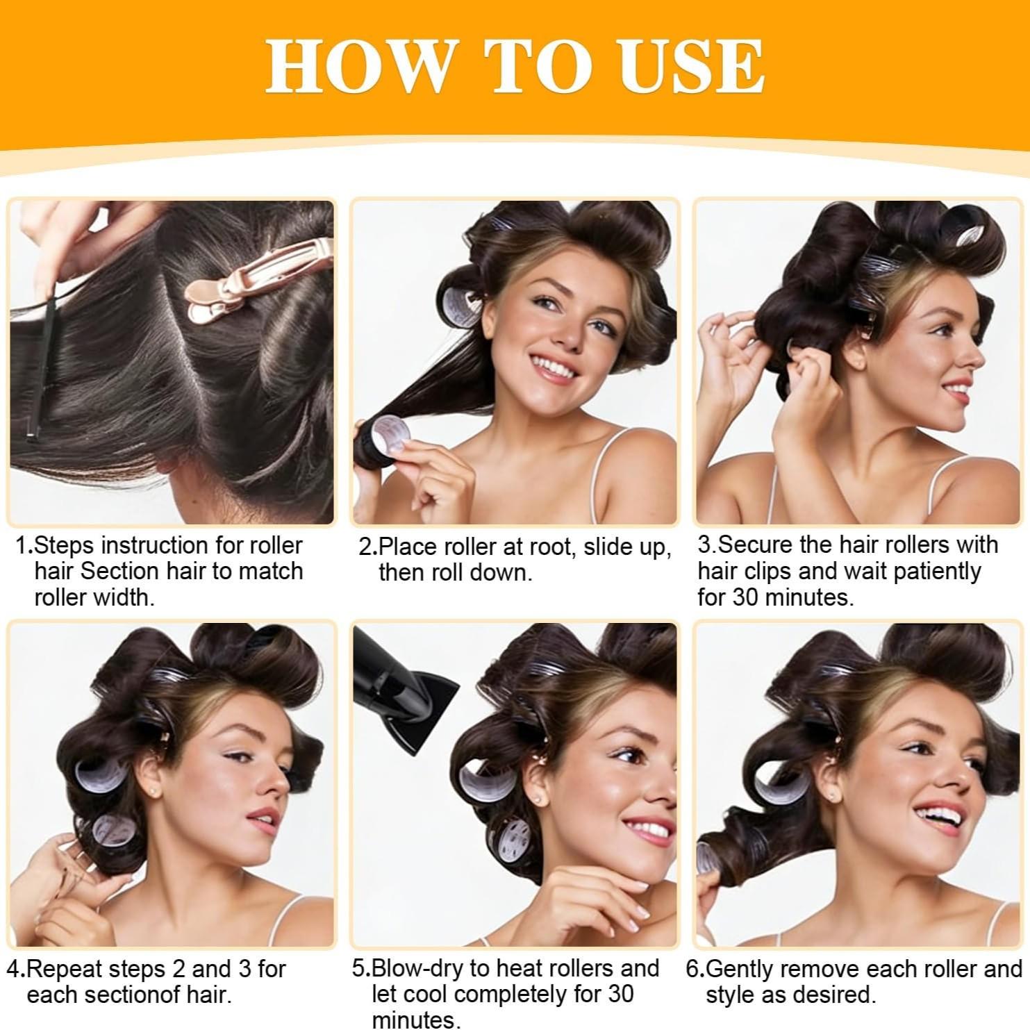 38pcs Hair Rollers Curlers Set, Jumbo Large Medium Small Rollers for Long Thick Hair, Stainless Steel Clips with Storage Bag