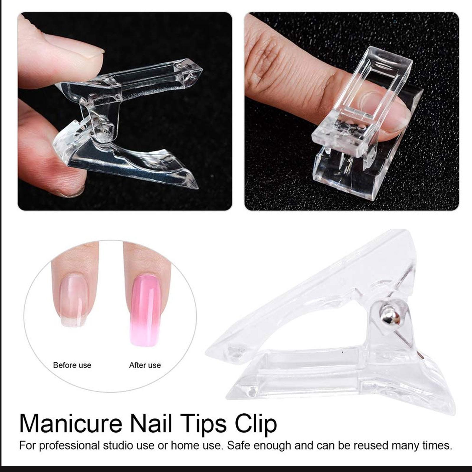 10pcs Acrylic Nail Clip Transparent Gel Quick Building Nail Tips Clips Fingernail Extension UV Clamps Manicuring Art Builder Tools Set