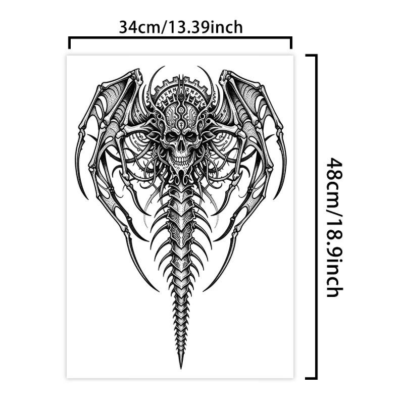 Skeleton demon full back tattoo waterproof temporary tattoo sticker magic tattoo lasting 7-15 days herbal juice semi permanent tattoo large pattern simulation tattoo
