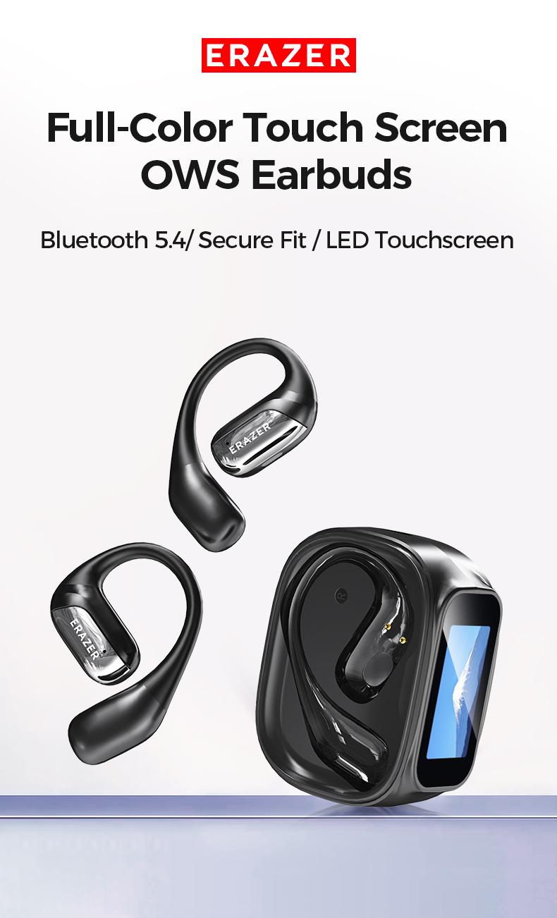 ERAZER XF35 LED Lights Touchscreen with Multifunctional Touch Screen ,High-quality Sound  Earbuds ,Stereo Sounds Headphones,30H Playtime Earphones Long Battery Life,For Gym Running Workout