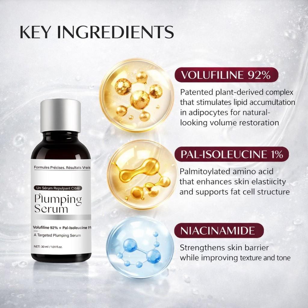 1 pcs Targeted Plumping Serum—Volufiline 92%+Pal -Isoleucine 1% Face Serum ，Reduced the Look of Aging ,Smoothes Wrinkles