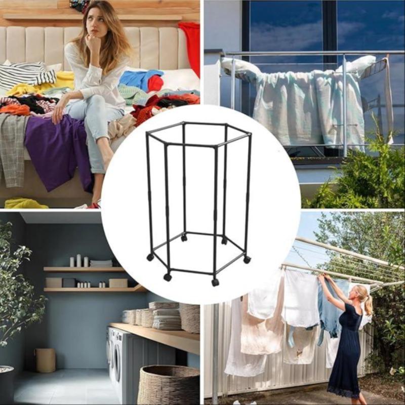 Laundry Rack Hexagonal Drying Stand for Clothes Space Saving Hanger with Multi Level Design for Bedroom Dorm Balcony Outdoor Indoor Use Metal Foldable Storage Garment Rack Hanging Clothes