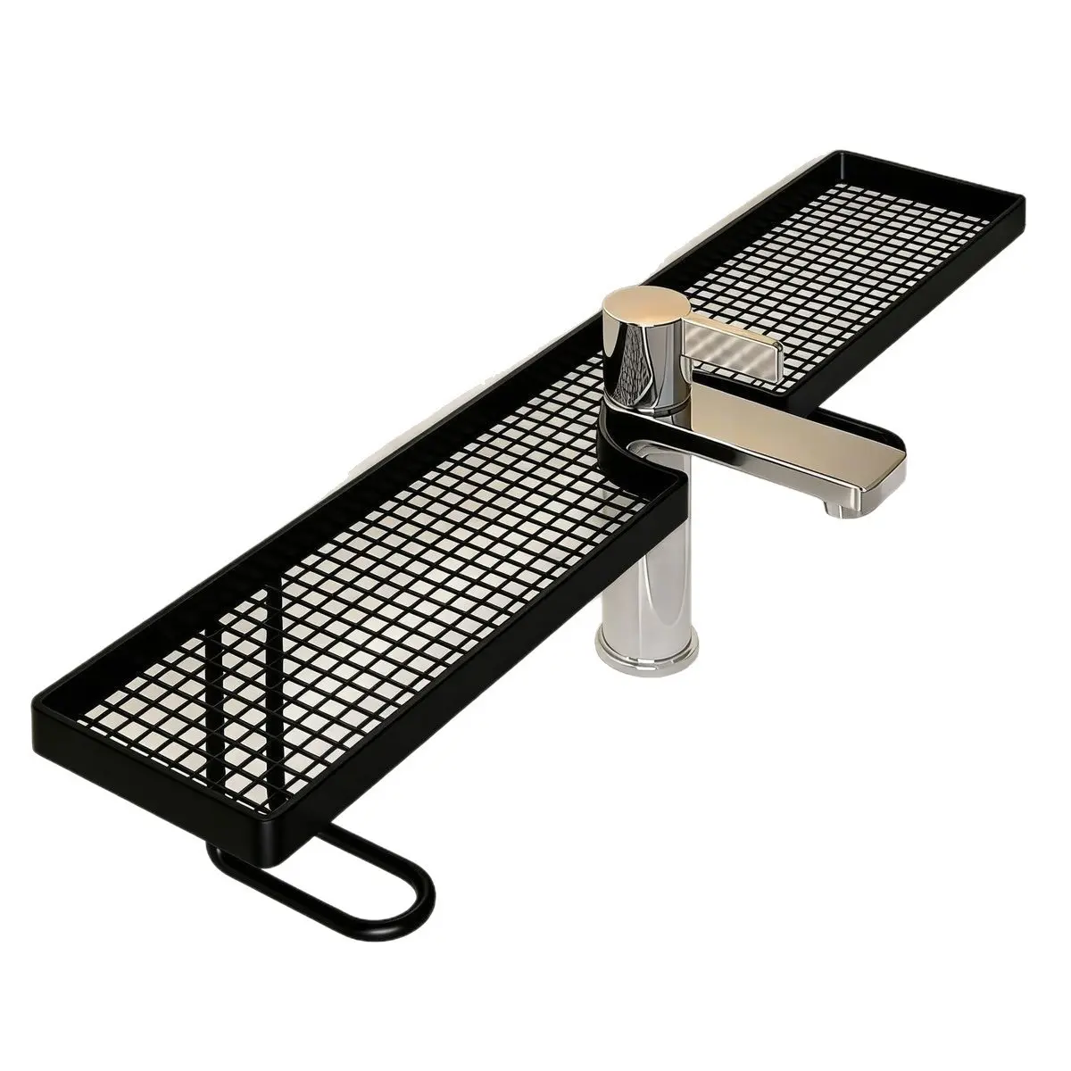 Over the Sink Shelf No Drill No Glue, Over The Sink Shelf Bathroom Organizer, No Drill Behind The Faucet Sink Organizer with U-Shaped Design, Space Saving Smart Sink Organizer Rack