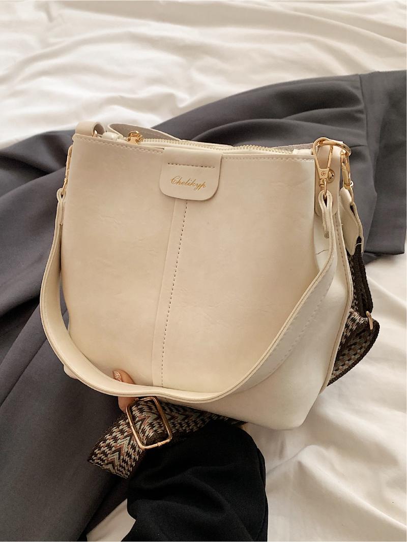 Vintage Large Capacity Bucket Bag, Fashion Casual Shoulder Crossbody Bag for Outdoor Travel Commuting, Stylish Unisex Handbag, Fashionable Crossbody Bag