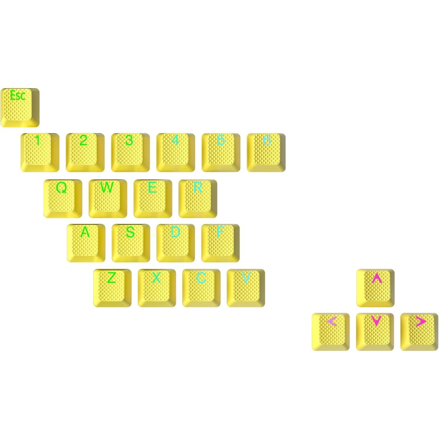 Rubber Keycap Set | Double Shot Translucent | OEM Profile for Mechanical Gaming Keyboard (Prism , 23 )