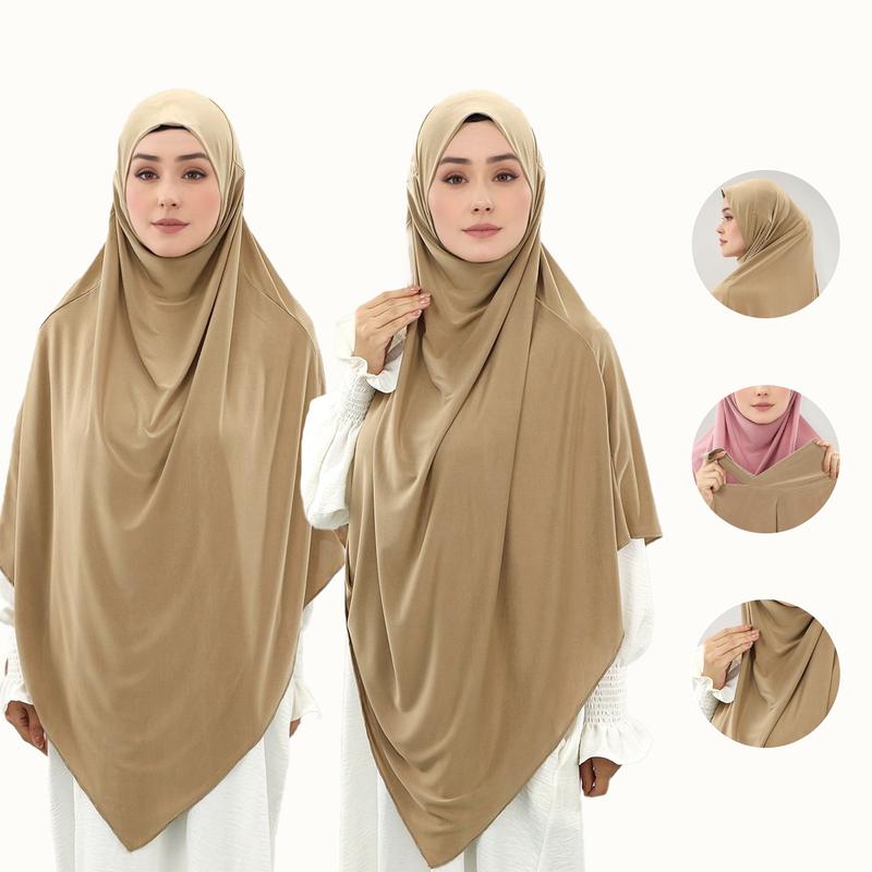 Women's Stretchable Lace-Up Instant Jersey Hijab, Stretchy Soft Elastic Fabric Headscarf Suitable for Various Occasions, Modest Design
