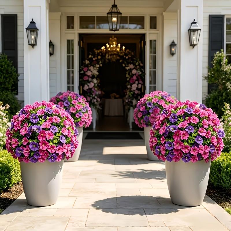 2pcs Large Multi-Color Morning Glory Artificial Flower Arrangements, UV-Resistant Indoor/Outdoor Decor for Home, Hotel, Garden & Wedding Artificial Flower Decorations