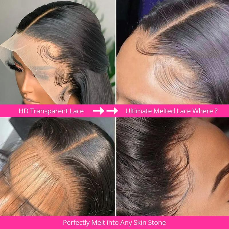 Straight Brazilian Lace Frontal Wigs Human Hair 13x4 Lace Front Wig 24 26 Inches Transparent Lace Natural For Women 180%