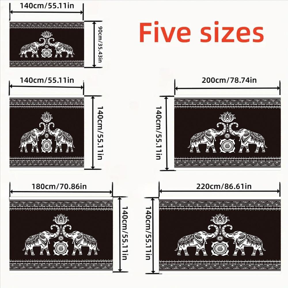 Bohemian Elephant Pattern Tablecloth Set, Fabric, Suitable for Dining Tables, Tea Tables, TV Stands, Picnic Mats, Home and Party Use, Picnic Table Cover