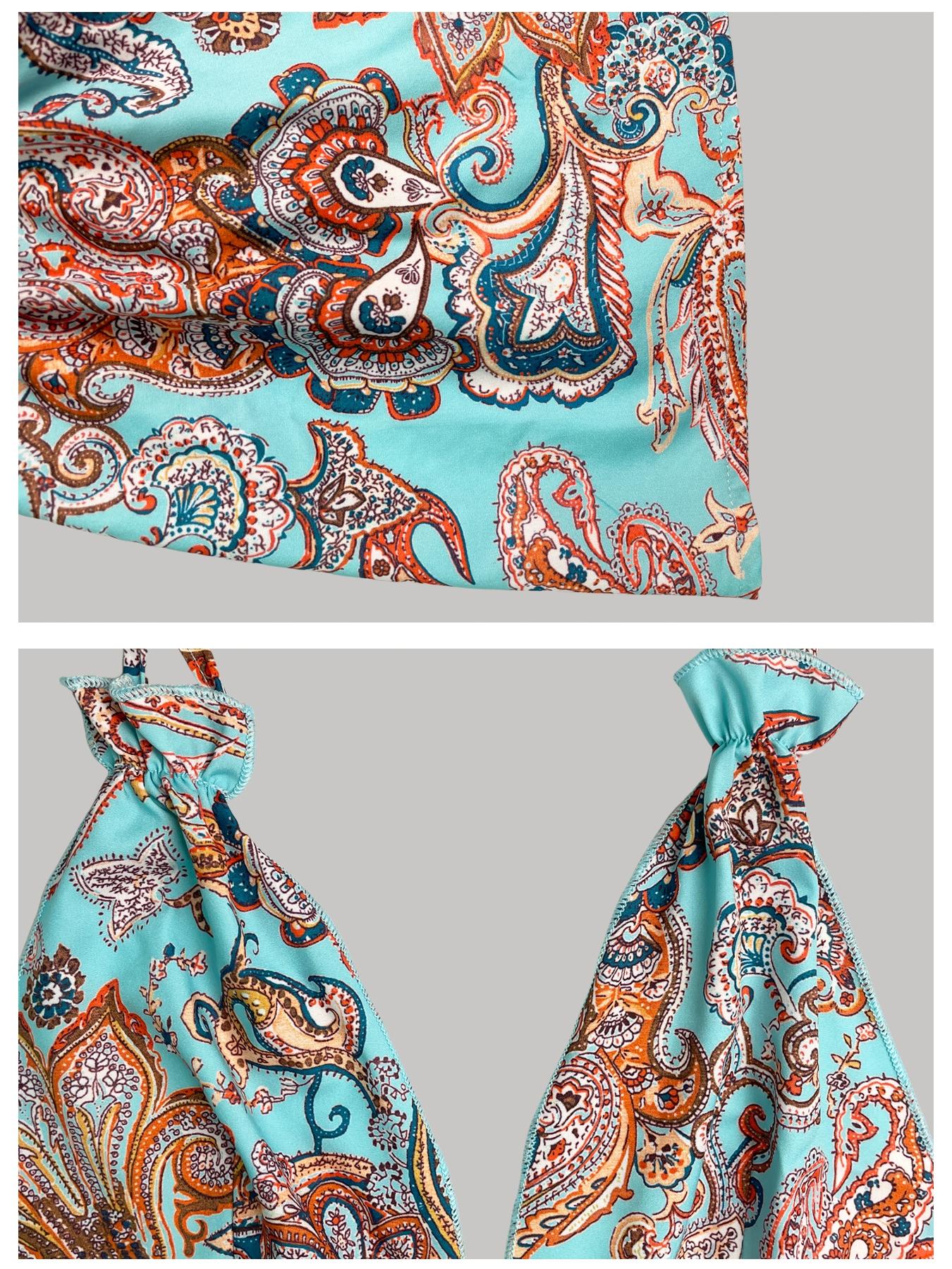 Women's Paisley Print Halter Neck Mini Dress - Backless Ruffled Tiered Dress for Beach & Music Festivals | Trendy Baddie Aesthetic, Viral TikTok Dress-Vacations & Casual Outings | Y2K Fashion, Flowy Summer Dress