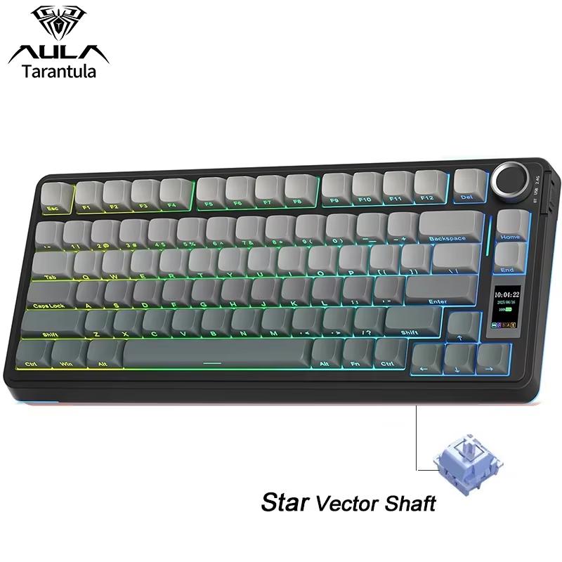 AULA S75Pro Wireless Mechanical Keyboard, Hot swappable keyboard, With Gasket Structure Featuring Five-layer Sound-Absorbing Filling Full-key Hot-Swap Design Multimedia Display RGB Lighting Effects Suitable For Office, e-Sports, Gaming AULA S75Pro Wireless Mechanical Keyboard, Hot swappable keyboard, With Gasket Structure Featuring Five-layer Sound-Absorbing Filling Full-key Hot-Swap Design Multimedia Display RGB Lighting Effects Suitable For Office, e-Sports, Gaming