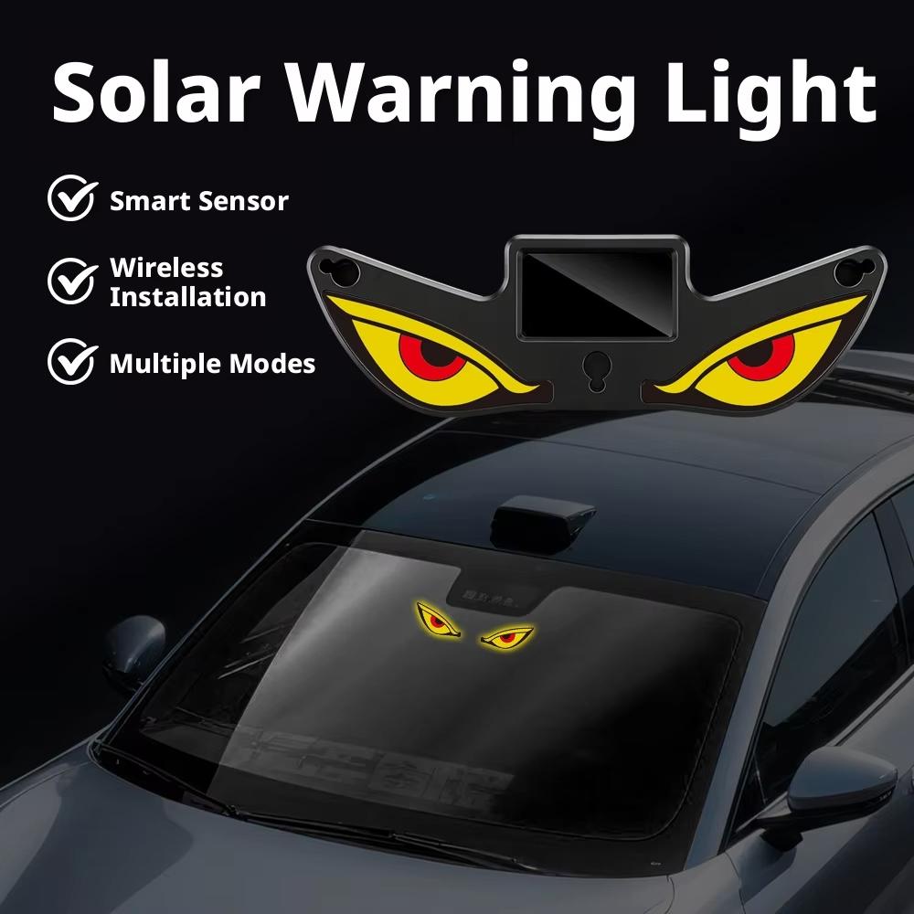 Car-mounted solar monster eye LED warning light triangle window wireless decoration rear window ambient light premium feel Car Interior Accessory