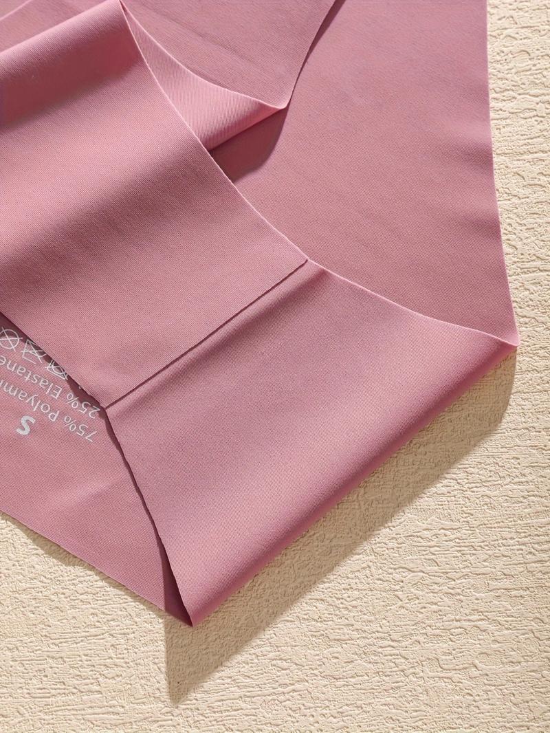 Women's 5pcs Solid Seamless Panty, Breathable Comfortable Knicker for Daily Wear, Soft Underwear for All Seasons, Soft Fit Panty