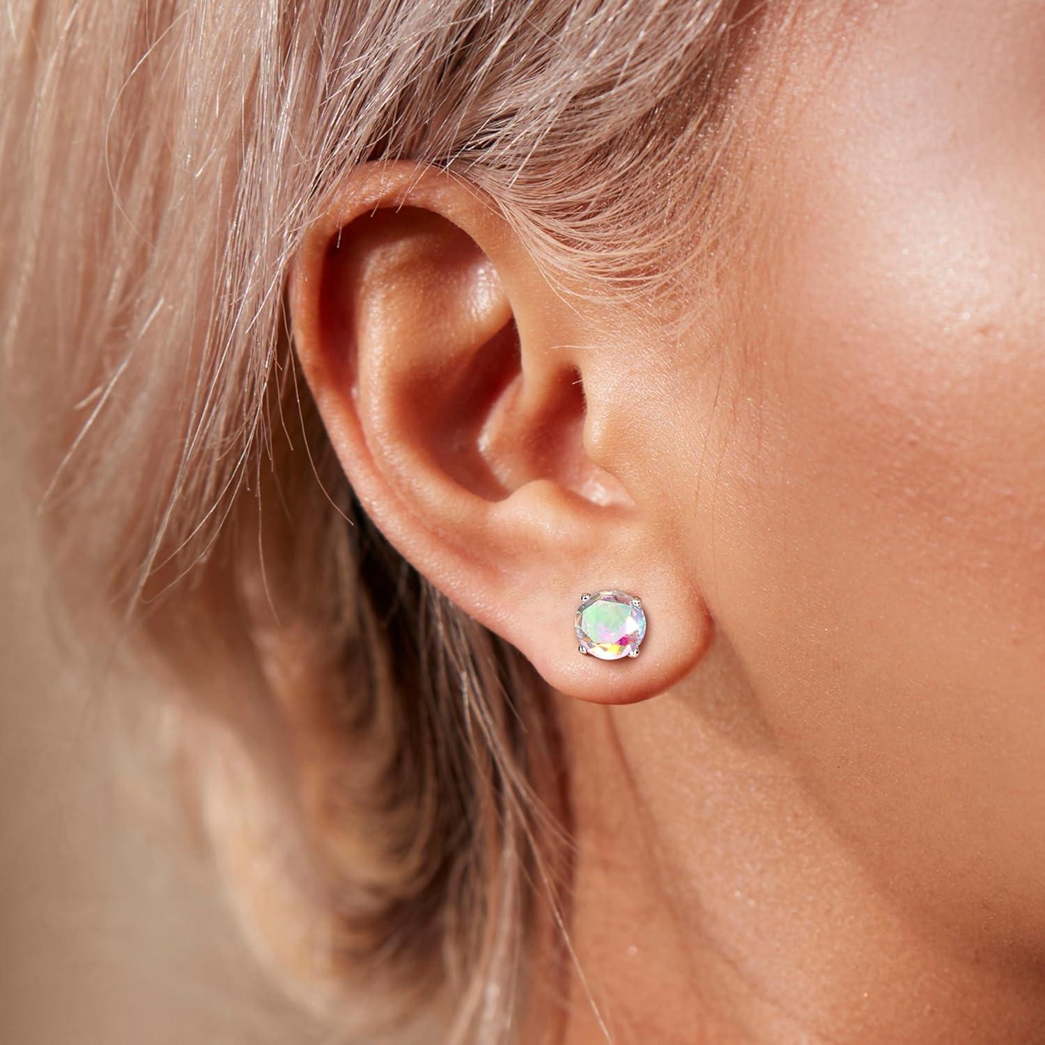 MILACOLATO Cubic Zirconia Stud Earrings Hypoallergenic 925 Sterling Silver Post Earrings Big Brilliant Stud Earrings for Women Men SpringStatements