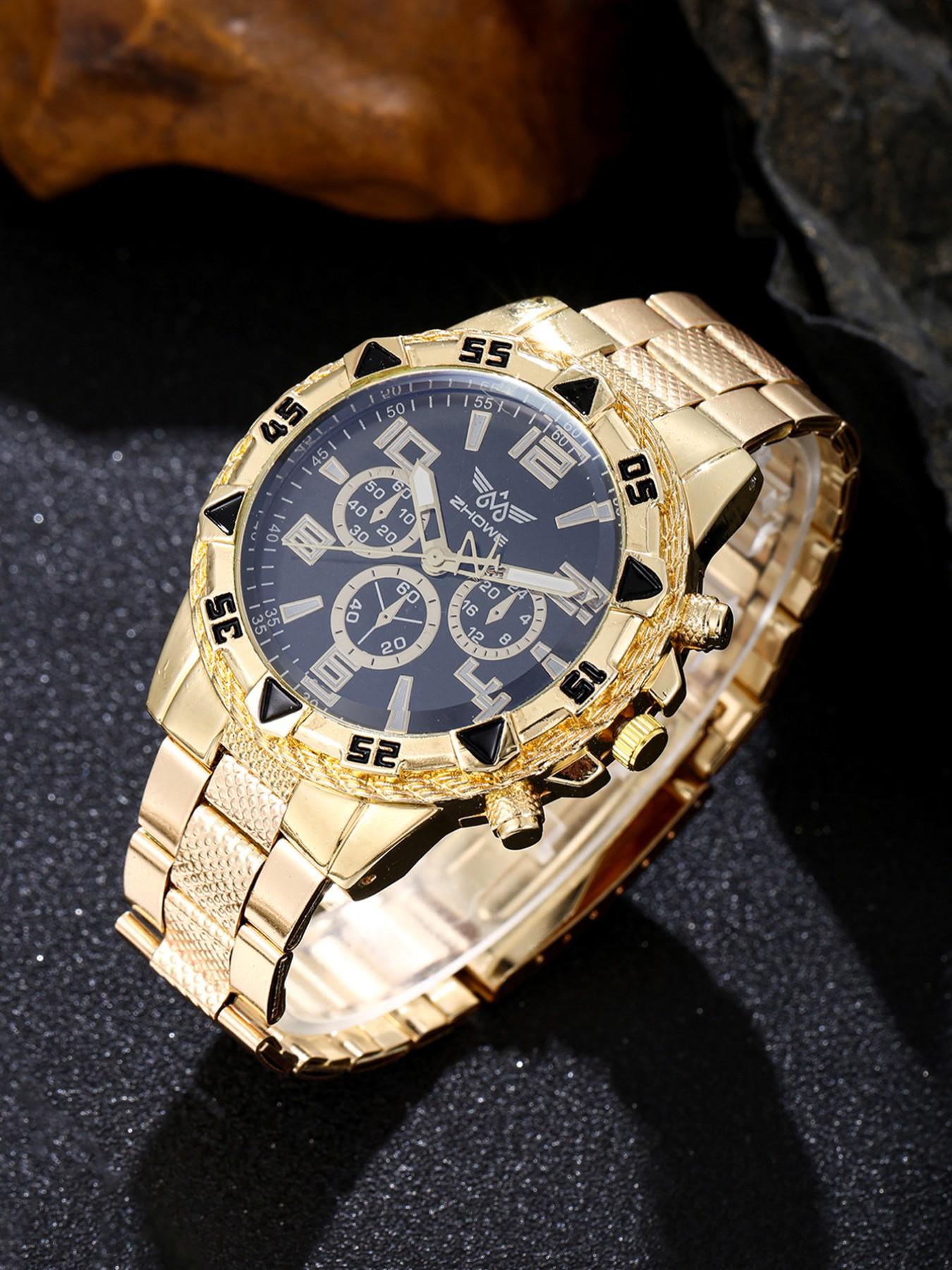 Father's Day Gift Set, Men's Bold Watch Kit, Includes Watch, Bracelet, Necklace, Ring, Wallet, Perfect Present for Him