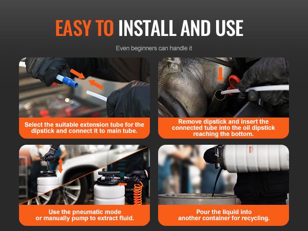 VEVOR Fluid Extractor, 1.74 Gallons (6.5 Liters), Pneumatic/Manual Oil Changer Vacuum Fluid Extractor with Dipstick and Suction Hose, Oil Extractor Change Pump for Automotive Fluids Vacuum Evacuation