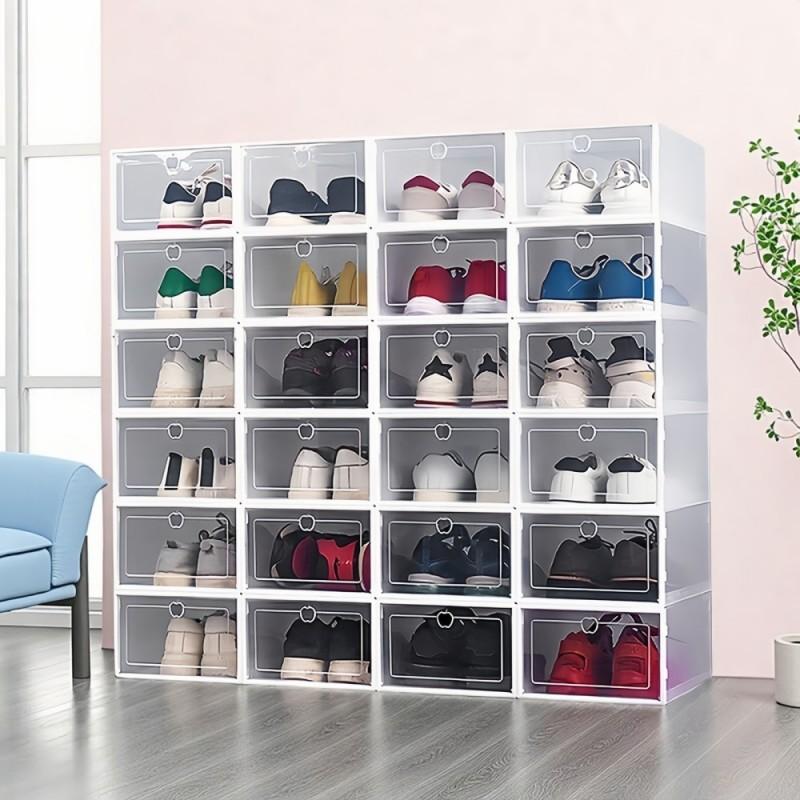 15PCS Large Transparent Shoe Box Shoe Storage Box Stackable Shoe Organizer Space-saving Foldable Shoes for Closets Sneaker Container Storage Box Find Shoe Storage Box in One Second Household New Year New Year Shoe Storage Box