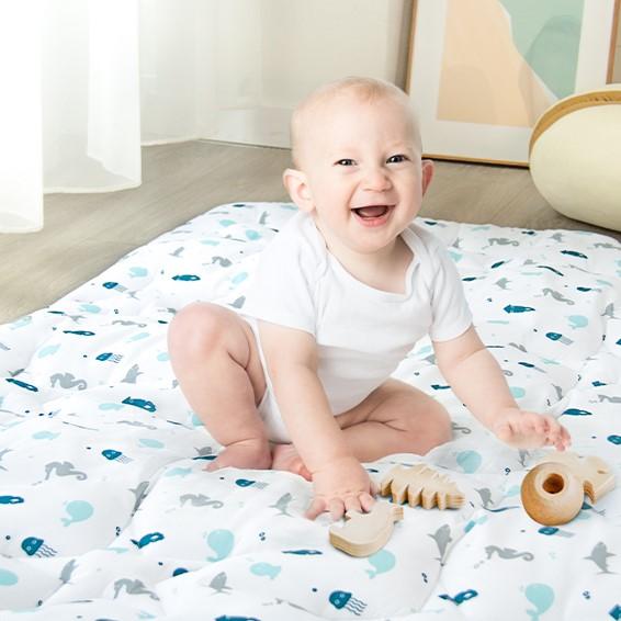 SpringSpirit Non-slip Baby Play Mat Playpen Mat - Thicker Padded Large Soft Foldable Portable Lightweight Indoor Outdoor Activity Mat Kids Christmas Gifts Floor Crawling Tummy Time, White Ocean #TiktokshopStockUp