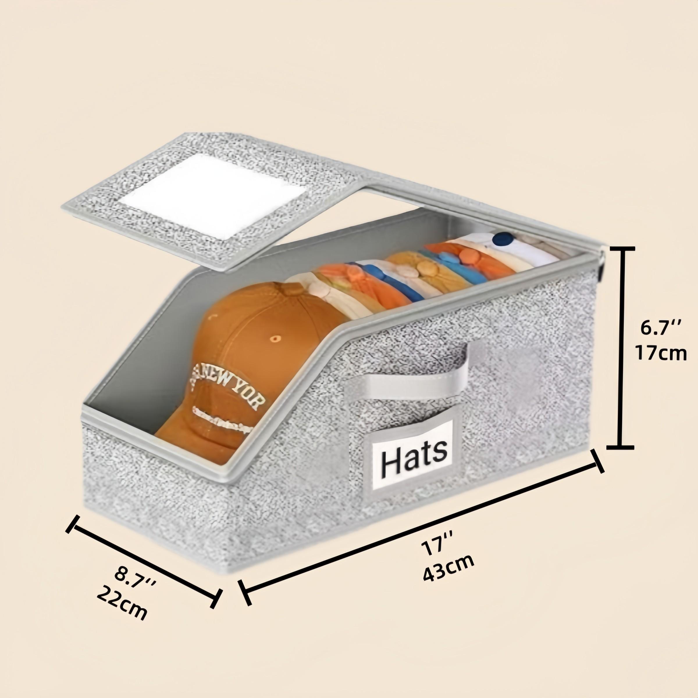 Stackable Baseball Cap Storage Box for 24 Caps, Organizer for Hats, Durable Cardboard Organizer for Men, Classic Style Closet Organizer