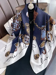 Fashionable Chain Print Scarf, Loose Fit, Versatile Neck Wrap Shawl Headscarf, Suitable for Travel Dating Decoration, Air Conditioning Room Use
