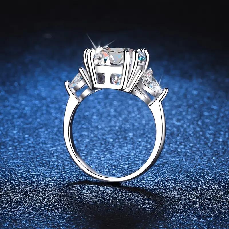 Brilliant moissanite ring, 925 sterling silver 5-carat moissanite ring, wedding proposal, engagement, Valentine's Day anniversary surprise, fashionable and stylish design ring, gorgeous creative personality retro style ring