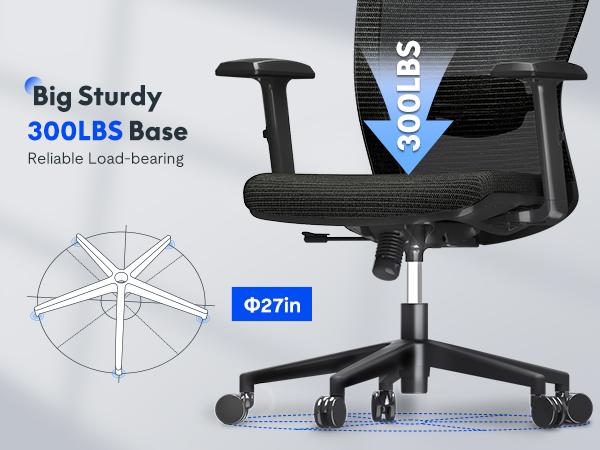 【TikTokShopBlackFriday】Executive Ergonomic Office Chair, Height Adjustable Mesh Computer Chair with Adjustable Headrest, Armrests, and Lumbar Support, Home Office Desk Chair, Gray