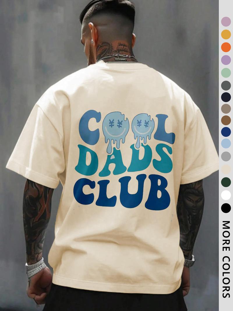 Men's Regular Fit Cool Dads Club Figure Print Round Neck Tee, Casual Short Sleeve Crew Neck T-shirt for Daily Wear, Fashion Men's Top for All Seasons, Tropical, Casual Style Tee