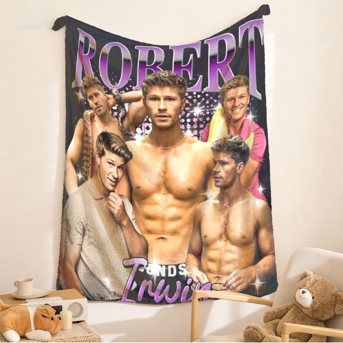 Robert Irwin Starry Patchwork Flannel Throw Blanket, Large Size, Soft Lightweight Warm, Perfect for Bed Sofa Office Camping Travel Christmas Gift