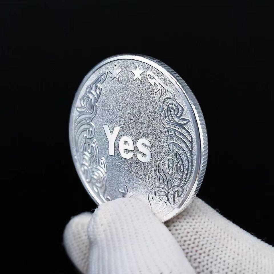 2 New Yes or No Decision Coins, Alloy Material, Lucky Wish Coin, Creative Gift Memorial Coin, Unique High-End Gift