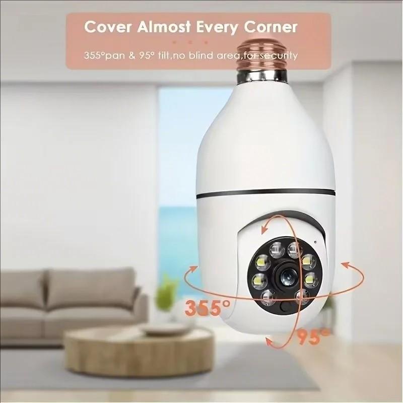 E27 Bulb Full Color Night Vision Auto Human Tracking Zoom Indoor Security Monitor, Wi-Fi Mini Ip Camera for Home Safety