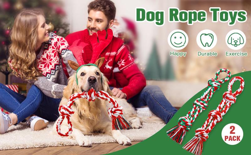 UPSKY Christmas Dog Rope Toys ,Dental Cleaning Chew Toys, Dog Tug Toy for Boredom, Dog Rope Toys for Medium Large pet