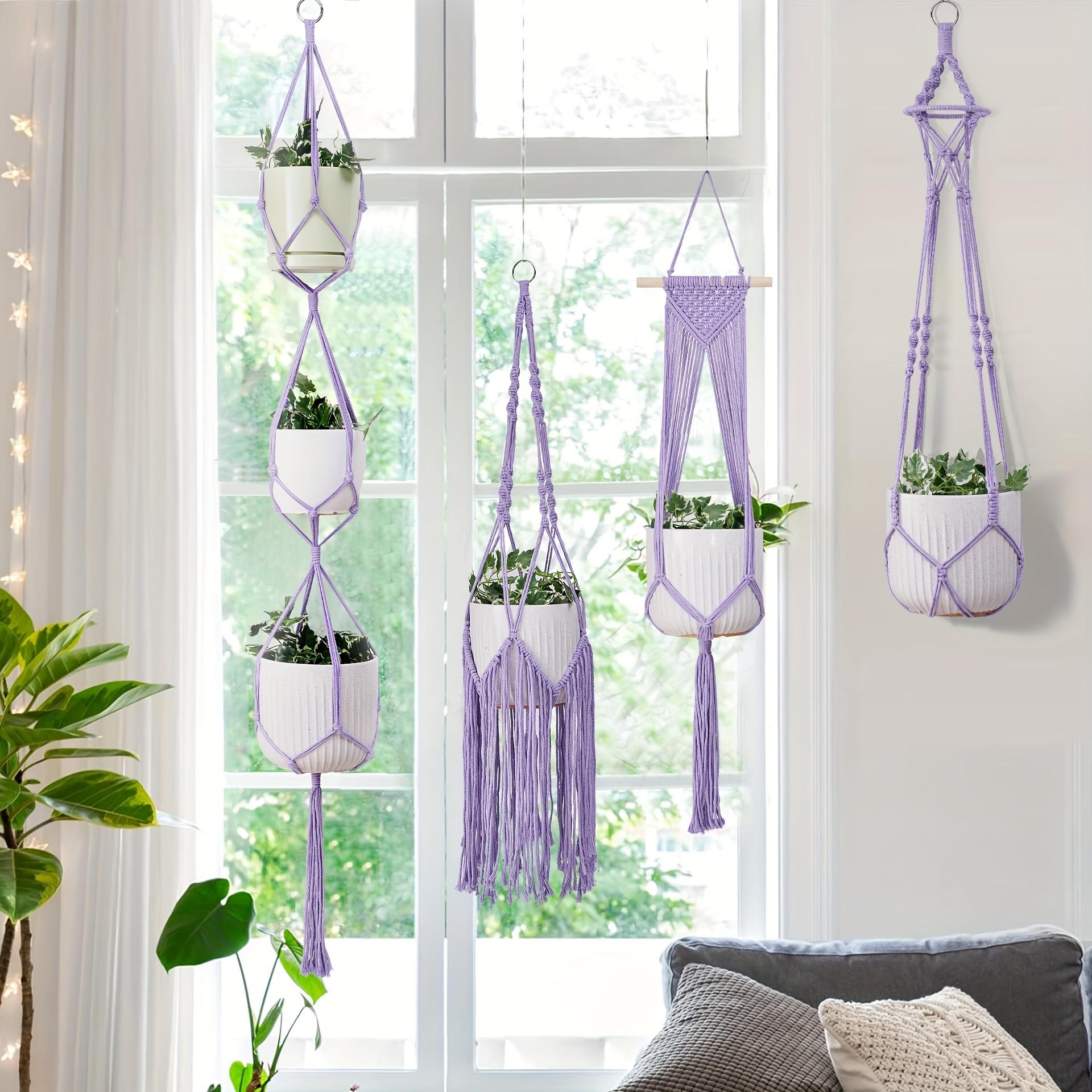 6-Pack Handmade Woven Plant Pot Hangers, Indoor And Outdoor Flower Pot Hanging Baskets, Handmade Woven Plant Hanging Stands, Suitable For Bohemian Home, Patio, And Garden Decoration (Plants And Flower Pots Not Included)