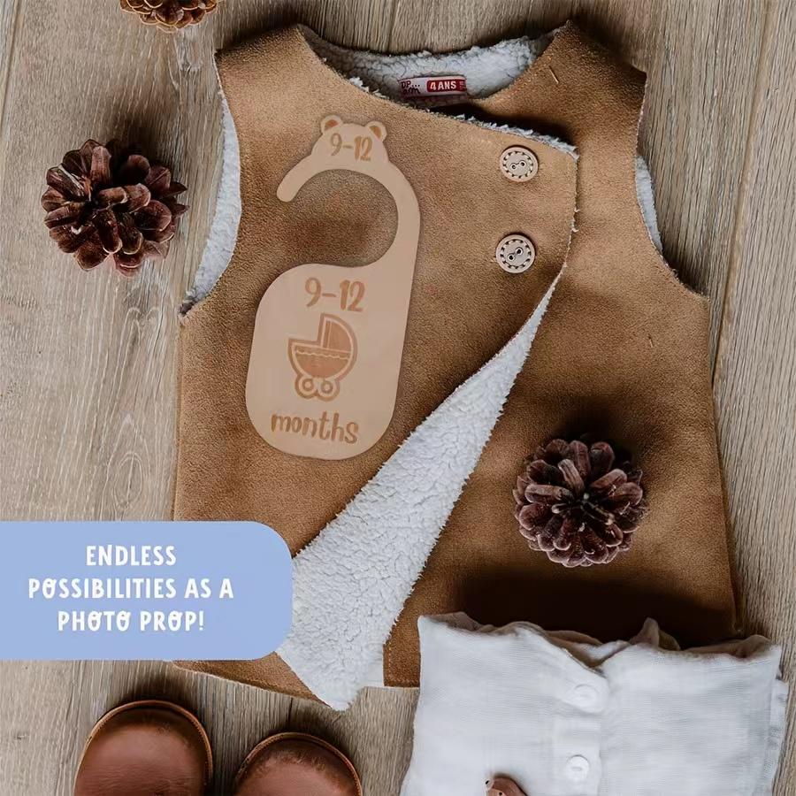 Wooden Clothes Hanger Organizers Hanging Board Set, Baby Clothing Dividers for Newborns 0-24 Months, 8-Piece Nursery Storage Solution