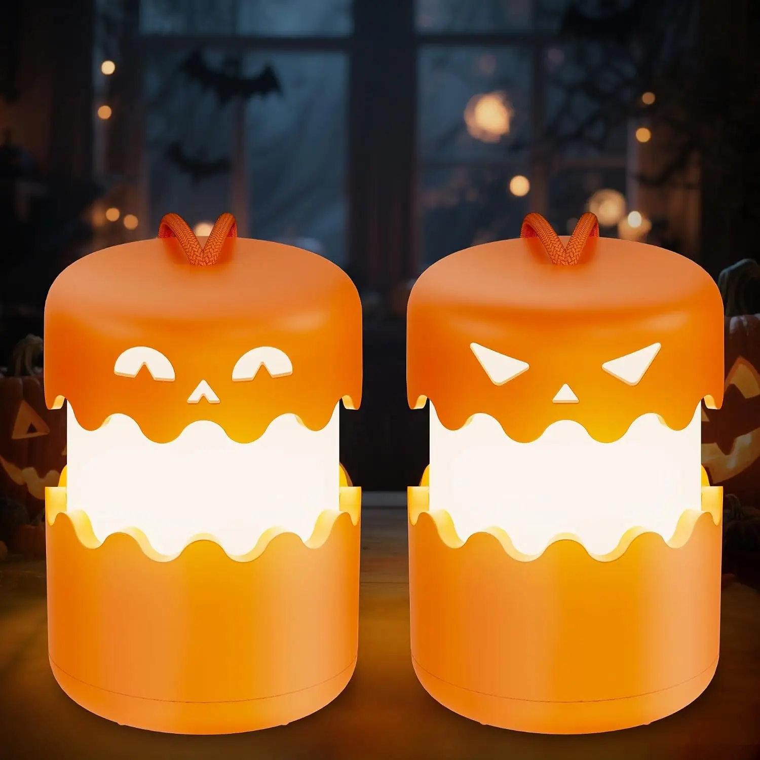 Rechargeable Halloween Pumpkin Lantern Light Collapsible Jack O Lantern