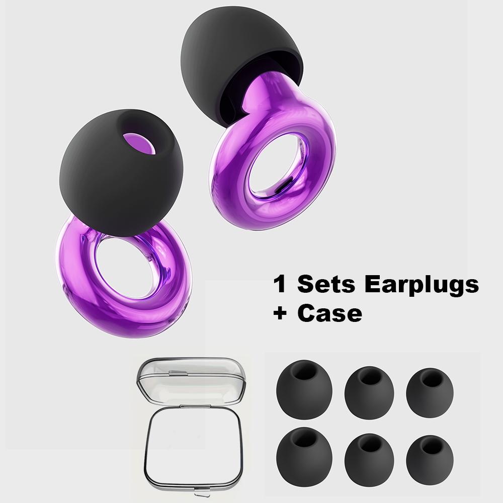 Super Comfortable Reusable Waterproof Earplugs Set, XS/s/m/l Sizes with Storage Case, Flexible Fit Design, Silicone + Abs Material, Ideal for Sleep & Travel