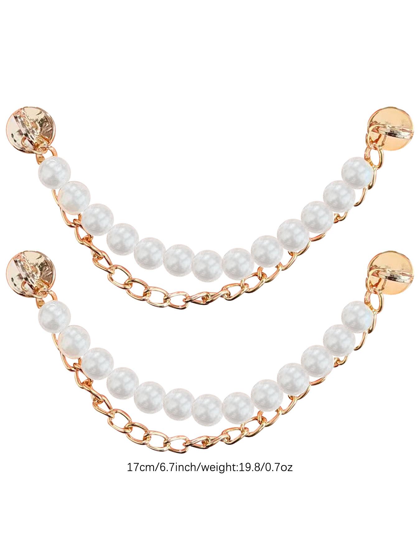 2 Piece Pearl Rhinestone Hole Shoe Chain Set, Multi-Style Decorative Trendy Hole Shoes Accessories, Fashionable Footwear Enhancements, Shoe Charm Set