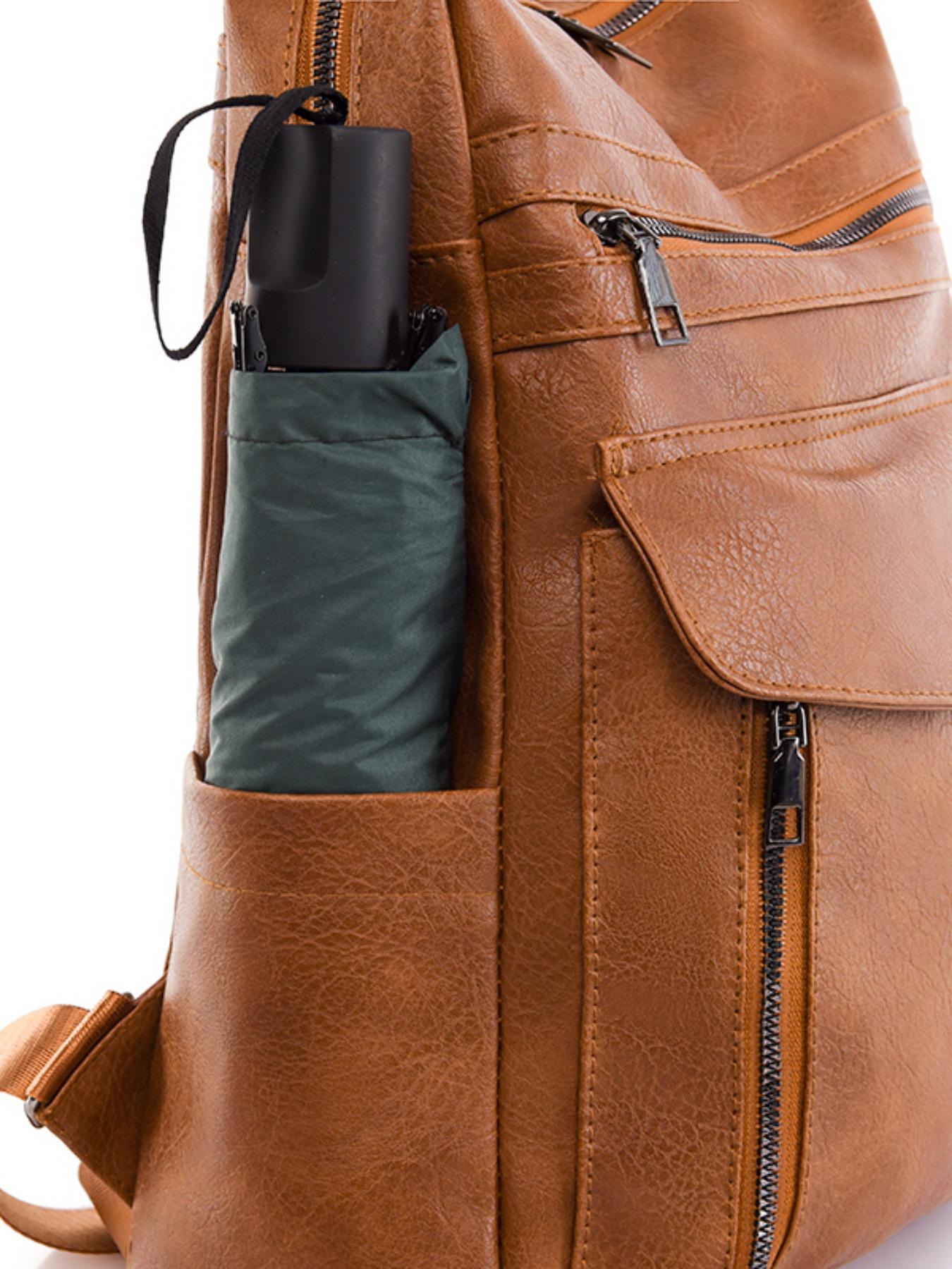 1 Piece Solid Color Backpack with Adjustable Strap, Fashionable Large Capacity School Bag for Women & Girls, Vintage Backpack Bag for Commuters and Students