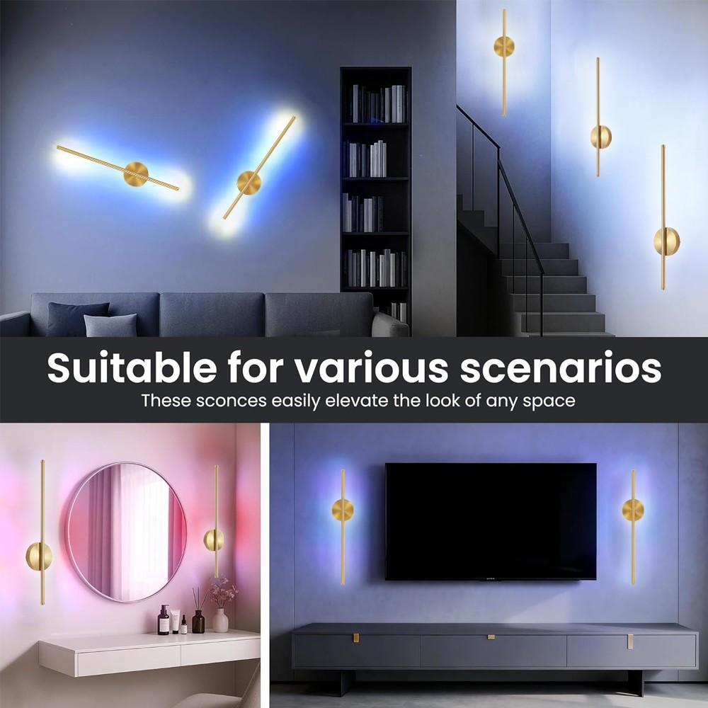 1/2-piece RGB Wall Lights, Modern LED Rechargeable Decorative Wall Lamps, Wireless Magnetic Installation, Remote-Controlled Dimming, 7 Colour Options, For Bedrooms, Feature Walls, Stairwells and Hallways, Minimalist Indoor Home Wall Lighting