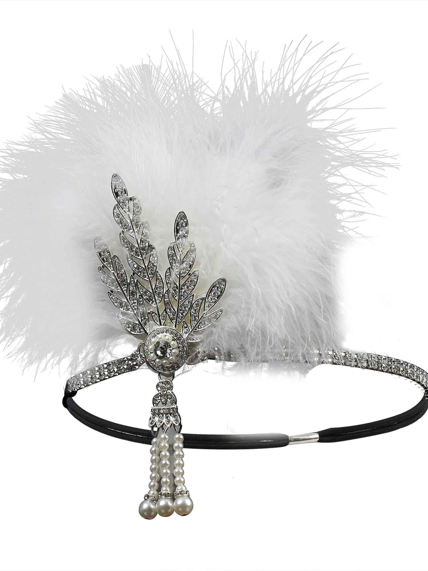 1920s Flapper Headpiece Great Gatsby Feather Headband 