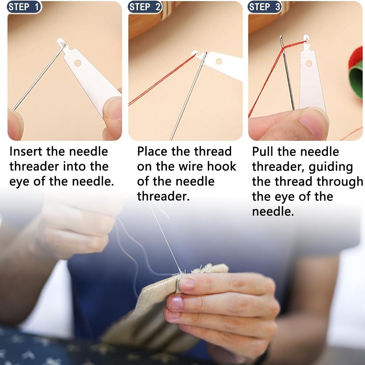 37Pcs Sewing Tool Set, Big Eye Steel Sewing Needle Kit, Threader and Needle Repair Kit Stainless Steel Needles for Hand Sewing, Needle Threader, Seam Ripper, Needle Crafts Kit